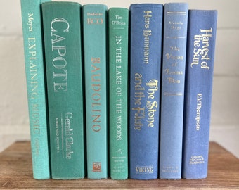 Decorative Green and Blue Farmhouse Books, Vintage Books, Books for Staging, Decor Books, Home Library, Books for Decor, Fixer Upper Decor