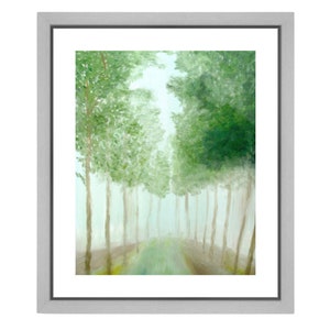 Tree Nature Landscape Art Print, Green Trees, Countryside Farmhouse Art, Zen Green Path Garden Art, Giclee Print, Acrylic Painting-&quot;Trees&quot;