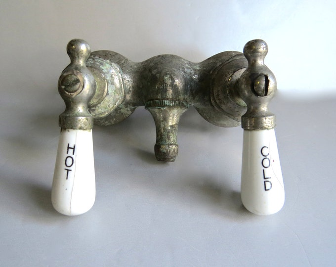 Vintage Porcelain and Chrome Faucet Hot and Cold Handles Etsy