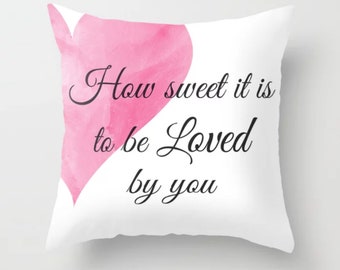 How Sweet It Is, Love Pillow, Heart Pillow, Pink Pillow, Romantic Accent Pillow, Square Throw Pillow, Bedroom Decor, Wedding Gift, Valentine