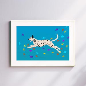 Happy Dalmatian Dog Art Print, Home Decor, Illustration, Wall Decoration For Kitchen, Bedroom, Living Room, Nursery, House Warming