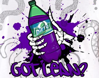 Got Lean Sprite filled with purple drank skeleton hand png transparent background