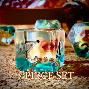 Duck Friends 7-Piece DND Dice Set  | Clear Resin with Gold Numbering | RPG Gift for Dungeon Masters and Dungeons and Dragons Players