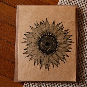 Ensemble de cartes de correspondance florales faites main | Tournesol