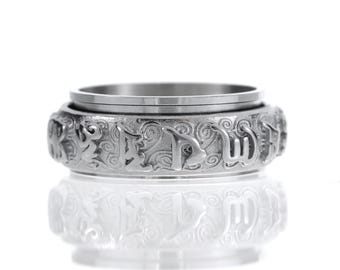 Titanium Spinner Ring: Om Mani Padme Hum Fidget Anxiety Relief