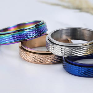Colorful Ring,Spinner fidget Ring,Anxiety Relief Spinner Ring for Men & Women, Calming Jewelry for Meditation