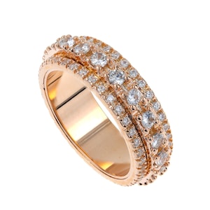 Moissanite Sterling Silver Spinner Ring: Anxiety Fidget Ring
