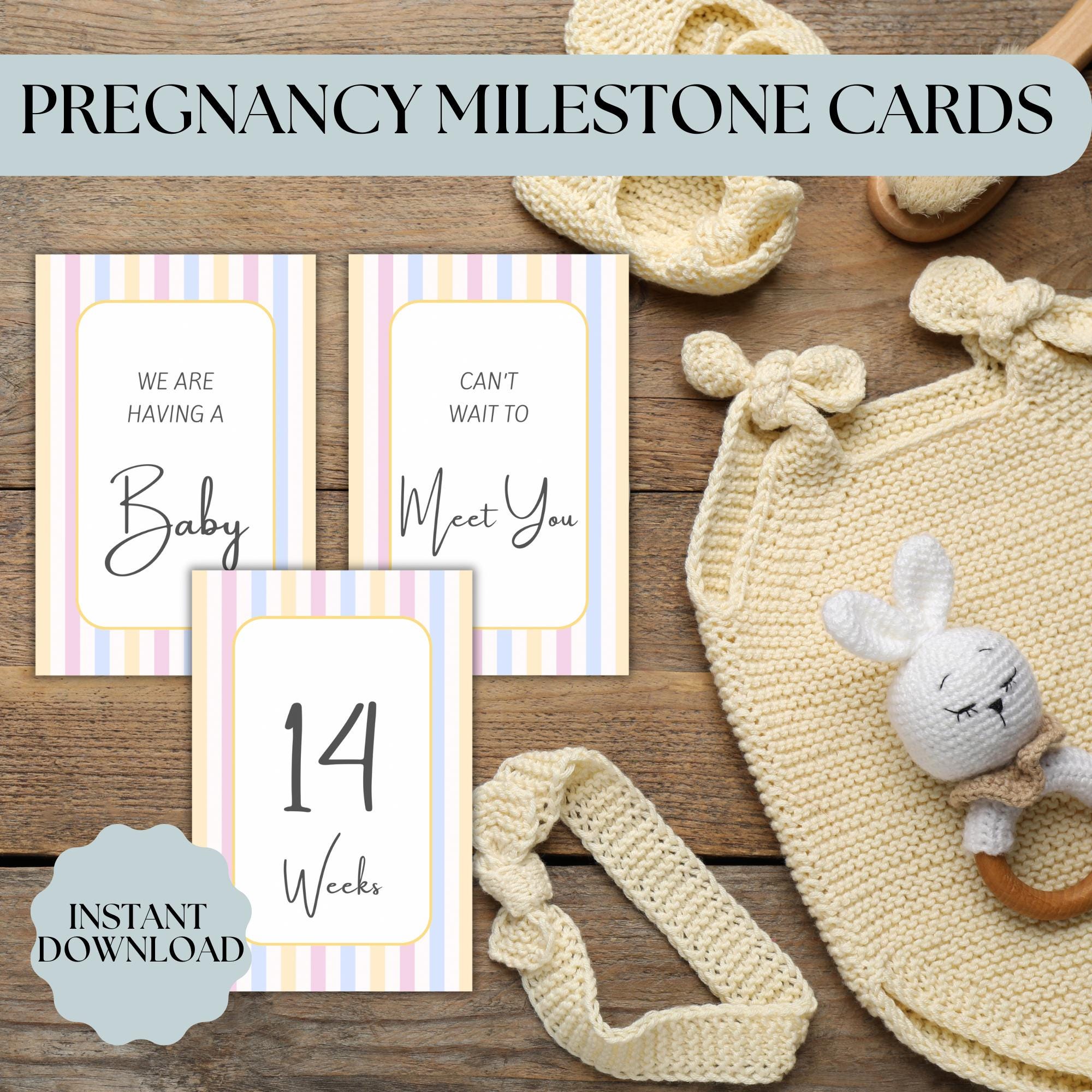 Pregnancy Milestone Cards Printable | Instant Download | Pastel Stripes ...