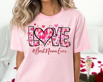 Valentine Nana Shirt Love Heart Grandma Gift Family Tee