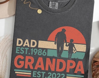 COMFORT COLORS Grandpa Shirt Custom Year Dad Est Gift Retro Family Tee
