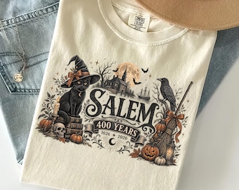 Comfort Colors Salem 400 Years Shirt 1626 2026 Halloween Witch Cat Tee