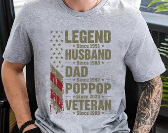 Personalized Legend Veteran Husband Dad Papa, Custom Patriotic Shirt