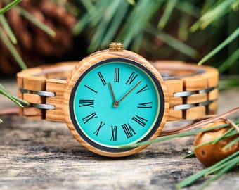 Engraved Women's Wooden Watch: Lightweight Walnut Quartz Wristwatch