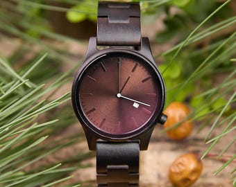 Reloj de madera de sándalo hecho a mano - Regalo de aniversario grabado