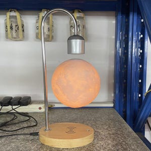 Levitating Moon Lamp with Magnetic Suspension - Modern LED Light for Bedroom, Unique Home Decor, Desk Accessory, Gift for Space Lovers