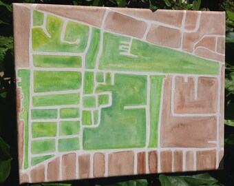 University of Memphis Neighborhood abstract map original painting on canvas