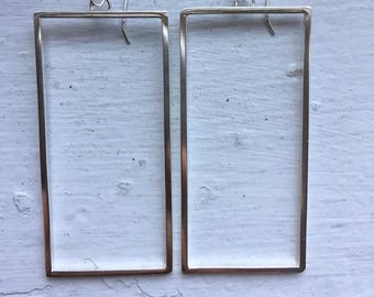 Rectangular Sterling Silver Earrings