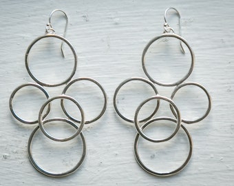 Sterling silver multi-circle earrings