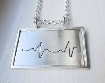 Sterling Silver Heartbeat Necklace