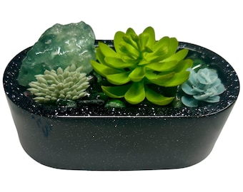 Faux succulent plant garden desk decor