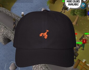 Embroidered lobster RuneScape style dad cap, OSRS gamer gift for him, everyday retro gaming hat for boyfriend. Gamer gifts for him