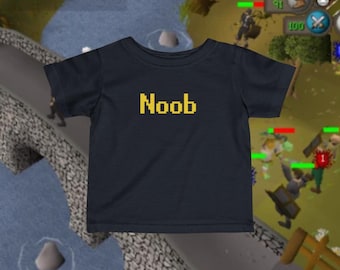 Noob Infant Fine Jersey Tee, Cute Baby Gamer Shirt, Funny Toddler Clothing, Kids Video Game Gift, Fun Baby Outfit, RuneScape style, OSRS