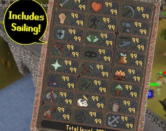 Old School Runescape Maxed 2376 - With SAILING, Woven Blanket Gift Gaming Blanket, Video Game Decor,Gamer Gift, OSRS, RUNESCAPE