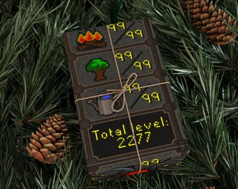 RuneScape maxed stats Wrapping Paper, Unique Gift Wrap for Gamers, Holiday Packaging, Birthday Presents, Geek gamer dad, son, bf, Osrs,