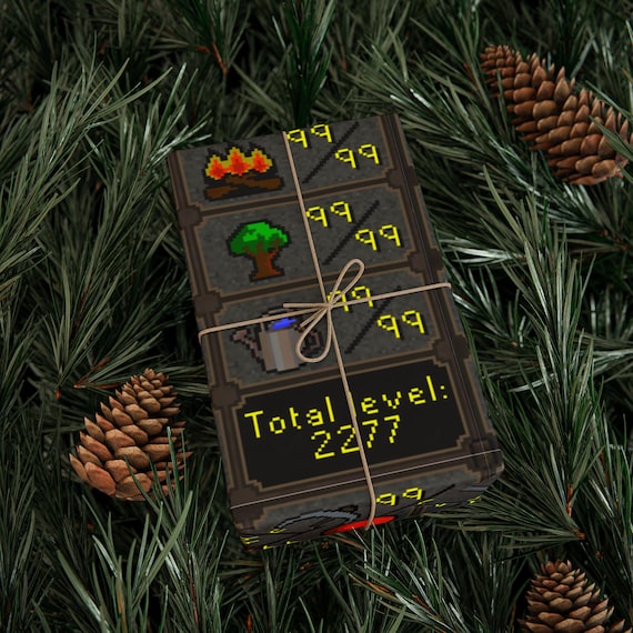 RuneScape maxed stats Wrapping Paper, Unique Gift Wrap for Gamers, Holiday Packaging, Birthday Presents, Geek gamer dad, son, bf, Osrs,