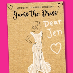 Guess The Dress Wedding Shower Game, Sketch The Dress Minimalist Hen Party Game Cards, PDF Bridal Shower Bachelorette Instant Download