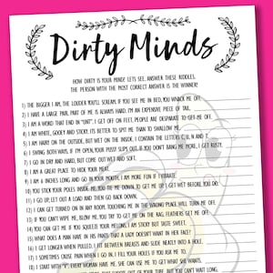 Dirty Minds Bachelorette Party Game: Adult Bridal Shower,  For Bridesmaids and Hens (Digital Download)