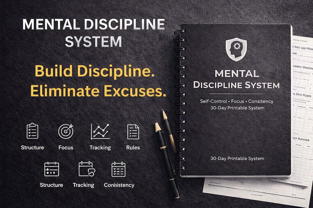 Discipline Planner 30-day Mental Discipline Planner | Focus & Consistency (printable PDF ...