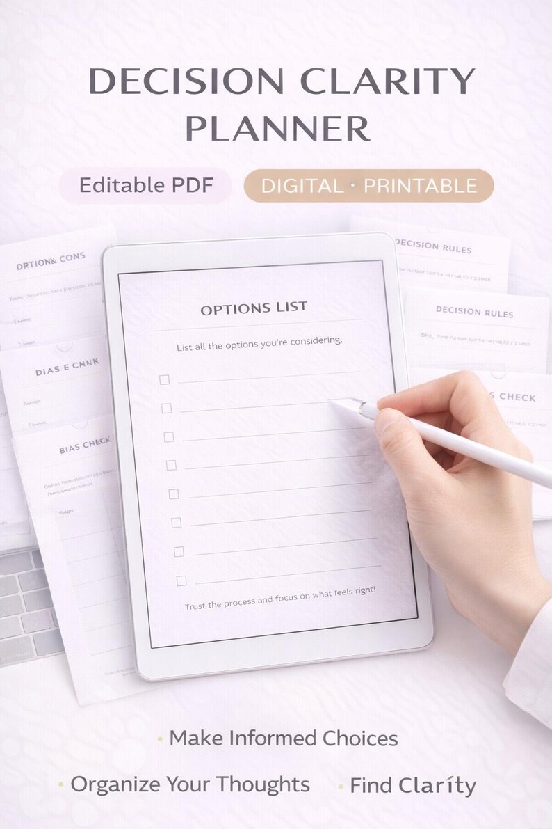 Decision Making Worksheet | Printable PDF for Comparing Options & Clear ...