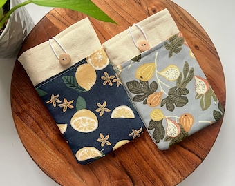 Custodia Fruity iPhone: custodia per telefono in cotone fatta a mano con tasca