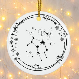 Zodiac Star Sign Ceramic Ornament Constellation Decoration Astrological Gift Holiday Keepsake Personalized Gift Christmas Gift