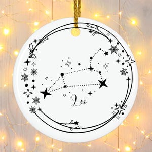 Leo Zodiac Constellation Ceramic Ornaments, Leo Star Sign Holiday Decor, Astrology Gifts, Personalized Christmas Tree Decor, Christmas Gift
