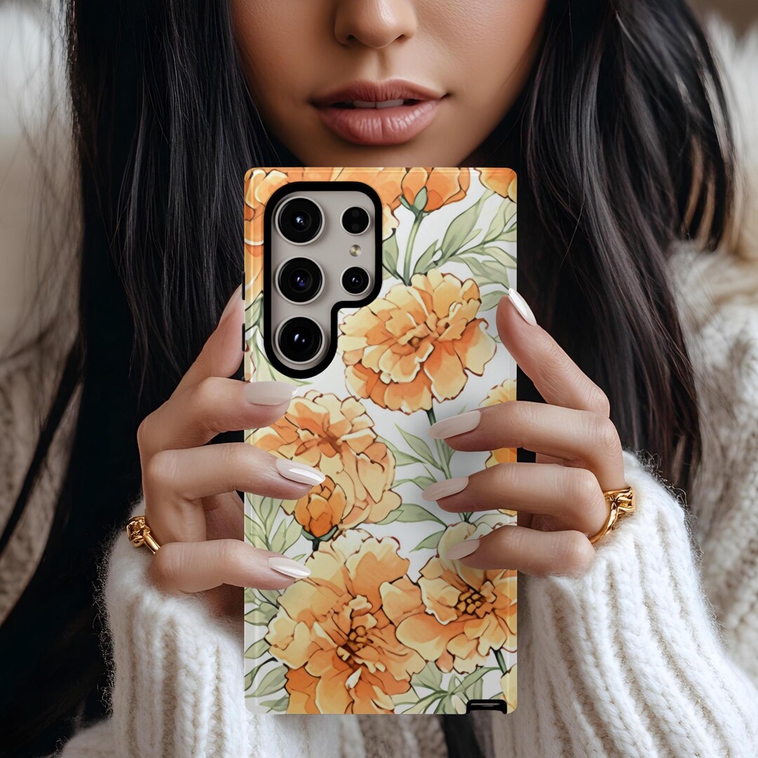October Birth Month Flower Marigold Floral Phone Case - Tough Cases for ...