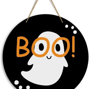 Ghost Door Hanger, Halloween Door Sign Decorations, Hey Boo Ghost Welcome Sign, Fall Front Door Decor, Wooden Door Hanger