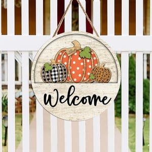 Fall Welcome Door Hanger, Fall Wooden Door Hanger, Thanksgiving Sign Hanging Decoration, Hello Fall Door Hanger, Pumpkin Fall Door Sign