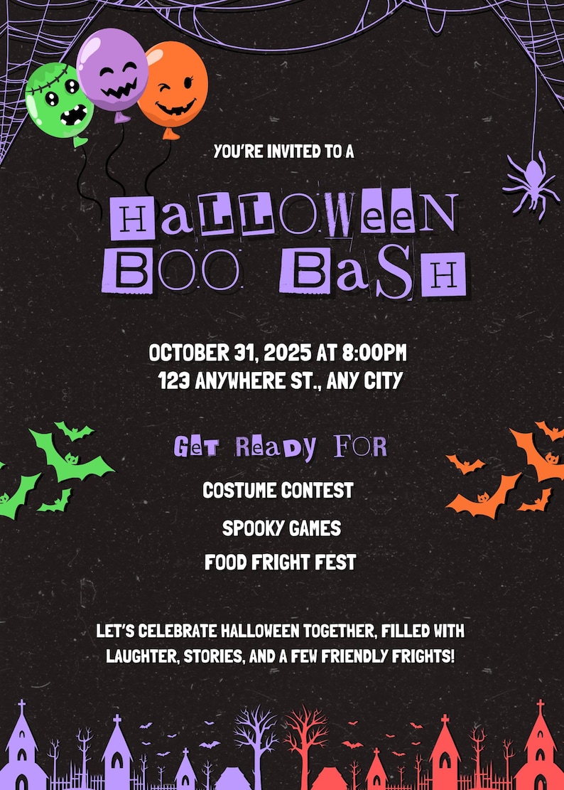 Halloween Party Invitation L Boo Bash Printable Template L Instant ...
