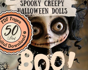 Spooky Creepy Halloween Dolls Vol. 1 – 50 creepily cute dolls to color | Halloween Coloring Book PDF English & German