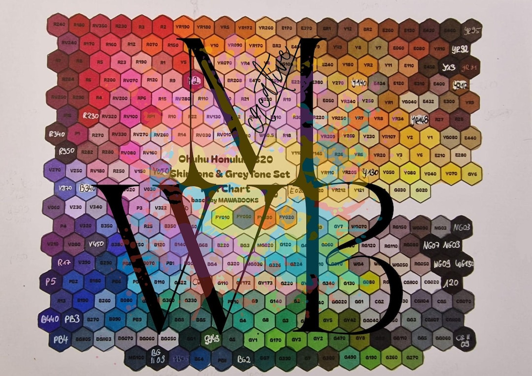 All 344 Ohuhu Honolulu Marker Hexagon Swatch Chart | New Code