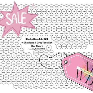 Ohuhu Honululu Alcoholmarker Swatch Hexagon Chart Sheet 320 + complete Pastel + SkinTone & GreyTone - alle markers