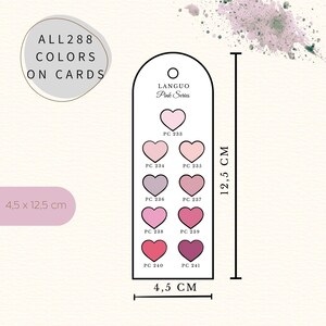 Swatch Cards für Languo 288 Acrylic Paint Markers im Herz Design mit 10 Ausmalfeldern pro Karte auf einem DIN A4 PDF zum Ausdrucken. Leere Farbtestkarten im Format 4,5 x 12,5 cm zum Testen, Vergleichen und Ordnen aller 288 Farben aus dem Set. Funktioniert mit Acryltinten auf Papier, Holz, Stein, Glas und anderen Flächen. Mehrere Karten pro Seite, sauber strukturiert. Digitaler Sofort Download ohne physische Lieferung. Kein Umtausch möglich.