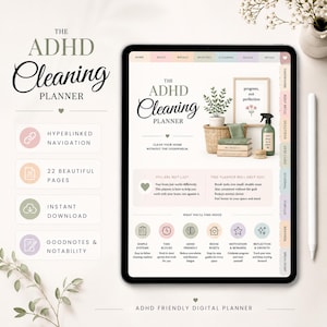 ADHD Cleaning Planner | Hyperlinked Digital Planner | Goodnotes & PDF Planner | Executive Function Planner | Printable Home Organization
