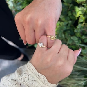 Pinky Promise Pear Cut Diamond Ring | 1 ct Gold Pinky Ring | Best Friend Promise Ring | Dainty Teardrop Stackable Gift