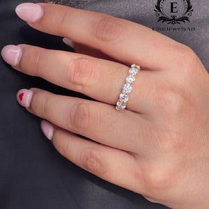 0.25 CT Solitaire Round Brilliant Cut Diamond Half Eternity Ring | Elegant Wedding Band | 14K Gold Ring for Her | Anniversary Gift for Women