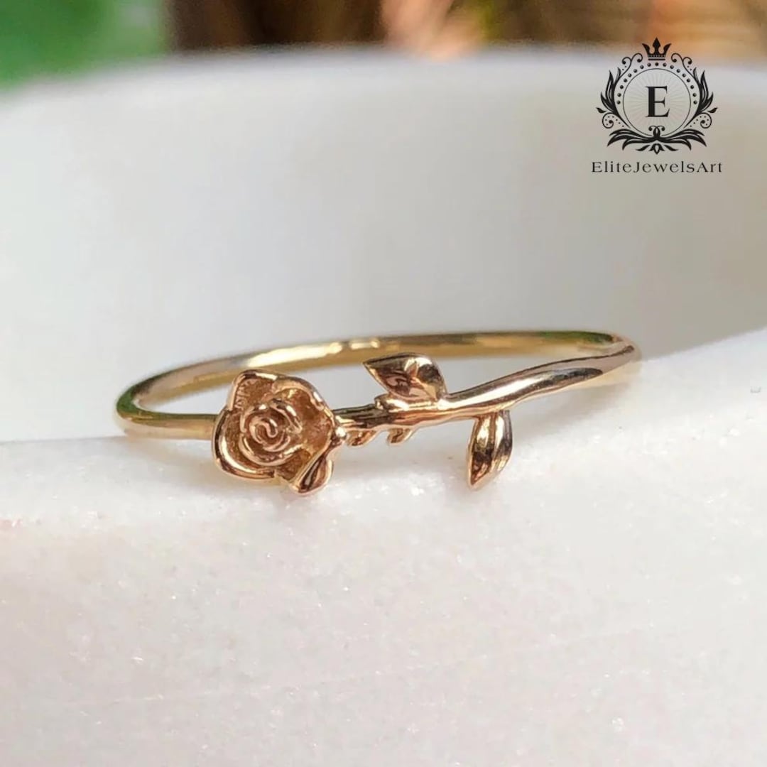 My Forever Rose Ring | 14K Gold Hand-carved Rose Ring | Vintage Floral ...
