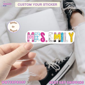 Personalized Teacher Name Sticker, Teacher Planner Stickers, Teacher Laptop Stickers, Water Bottle Sticker, Custom Teacher Name Sticker