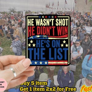 He&#39;s On The List Car Bumper Sticker/car Magnet, Anti Trump, Jeffrey Epstein List Decals, Trump On The Epstein List Decals, Democrats Decals